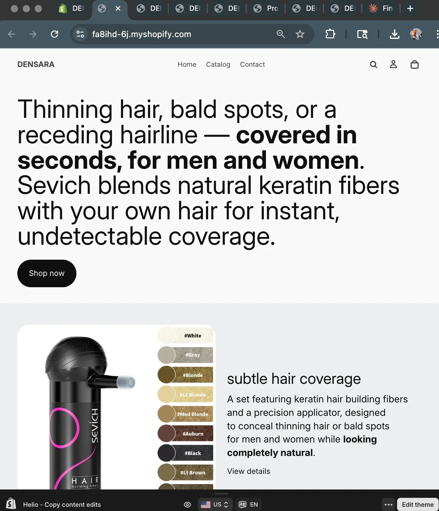 Close-up of the Densara Derma Roller being rolled through hair