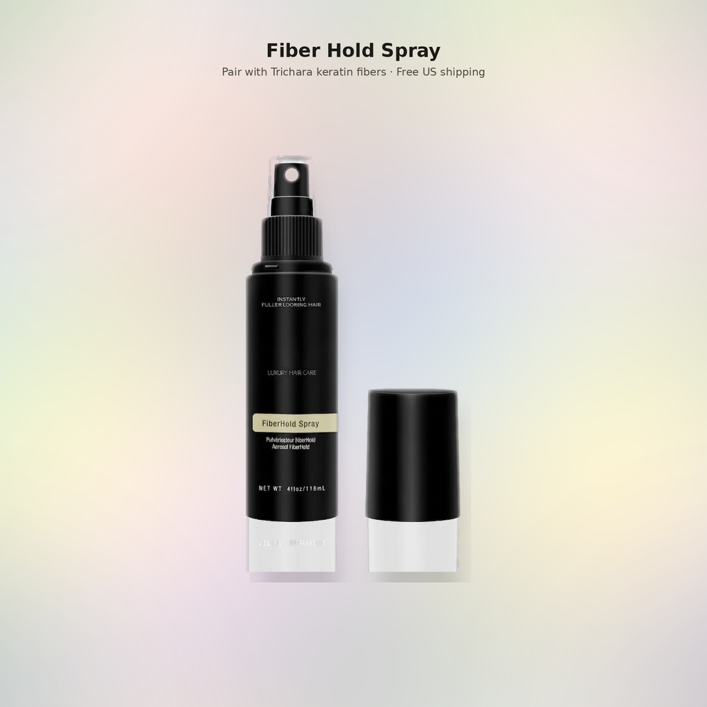 Trichara Fiber Hold Spray on marble — locks keratin fibers