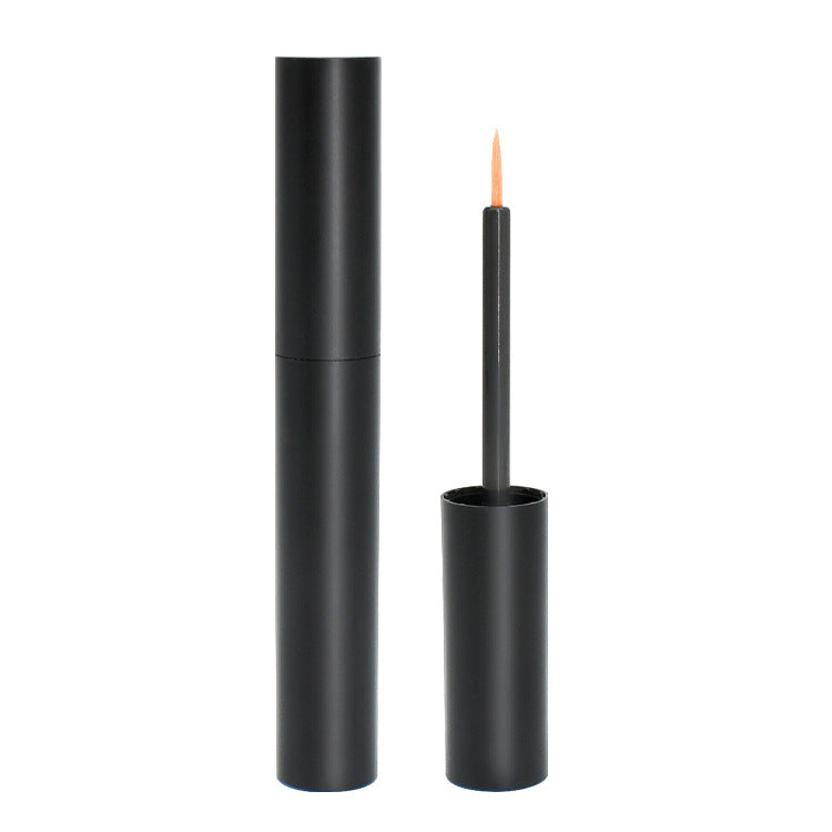 Densara Eyebrow and Lash Fiber Filler matte black applicator tube, open and closed