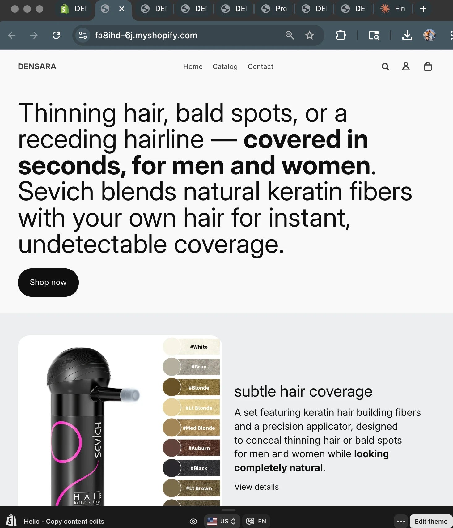 Close-up of the Densara Derma Roller being rolled along a hair part